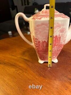 JOHNSON BROS. ENGLAND Old Britain Castles Pink TRANSFER Coffee Pot 7 Vintage