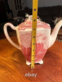 JOHNSON BROS. ENGLAND Old Britain Castles Pink TRANSFER Coffee Pot 7 Vintage