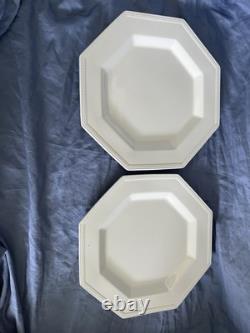 JOHNSON BROS Heritage White set of 2 ironstone 10 dinner plates. Octagonal