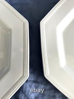 JOHNSON BROS Heritage White set of 2 ironstone 10 dinner plates. Octagonal