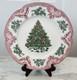 Johnson Bros Old Britain Castles Pink Christmas Green Tree 10.5 Dinner Plate
