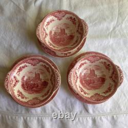 JOHNSON BROS. Old Britain Castles Pink Flat Cream Soup Bowl & Saucer Set Of 6