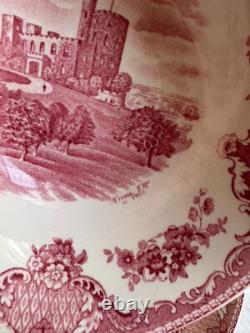 JOHNSON BROS. Old Britain Castles Pink Flat Cream Soup Bowl & Saucer Set Of 6