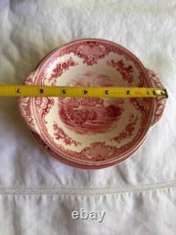 JOHNSON BROS. Old Britain Castles Pink Flat Cream Soup Bowl & Saucer Set Of 6