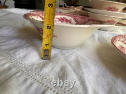 JOHNSON BROS. Old Britain Castles Pink Flat Cream Soup Bowl & Saucer Set Of 6 JOHNSON BROS. Old Britain Castles Pink Flat Cream Soup Bowl & Saucer Set Of 6