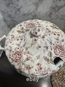 JOHNSON BROS ROSE CHINTZ SOUP TUREEN Pink Roses