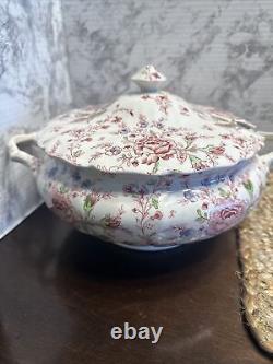 JOHNSON BROS ROSE CHINTZ SOUP TUREEN Pink Roses