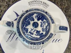 JOHNSON BROTHERS ENGLAND WiILLOW BLUE PATTERN TEA SET
