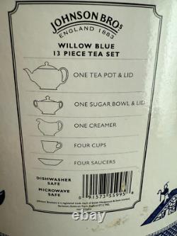 JOHNSON BROTHERS ENGLAND WiILLOW BLUE PATTERN TEA SET
