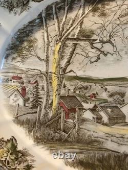 JOHNSON BROTHERS FRIENDLY VILLAGE Turkey Platter 20 Brown Stamp Read