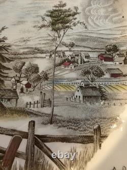 JOHNSON BROTHERS FRIENDLY VILLAGE Turkey Platter 20 Brown Stamp Read