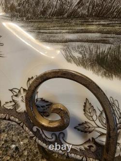 JOHNSON BROTHERS FRIENDLY VILLAGE Turkey Platter 20 Brown Stamp Read