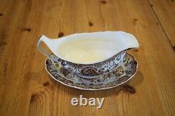 JOHNSON BROTHERS HIS MAJESTY THANKSGIVING GRAVY BOAT, UNDERPLATE -Excellent Cond