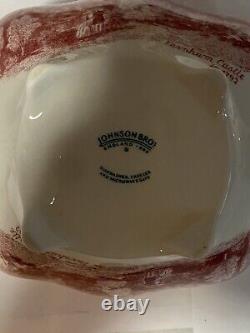 JOHNSON BROTHERS PINK OLD BRITAIN CASTLE Tea Pot, Creamer, Sugar, 4 Cups, Box