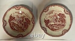 JOHNSON BROTHERS PINK OLD BRITAIN CASTLE Tea Pot, Creamer, Sugar, 4 Cups, Box