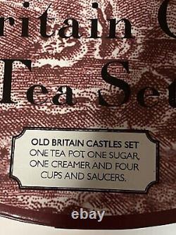 JOHNSON BROTHERS PINK OLD BRITAIN CASTLE Tea Pot, Creamer, Sugar, 4 Cups, Box