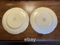 JOHNSON BROTHERS Set Of 8 Red Pink Transferware Dinner Plates Old Britain Castle