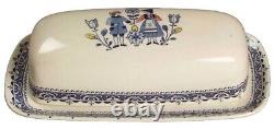 Johnson Bro Hearts and Flowers Pattern Covered 1/4 Butter Dish Old Granite