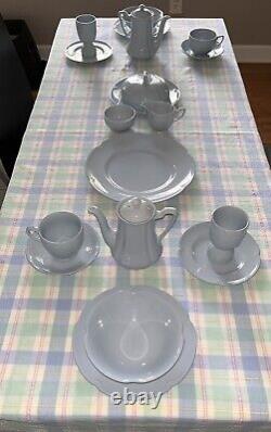 Johnson Bros 23 Piece Breakfast Set For 2 Greydawn Blue Scalloped Rimmed