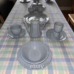 Johnson Bros 23 Piece Breakfast Set For 2 Greydawn Blue Scalloped Rimmed