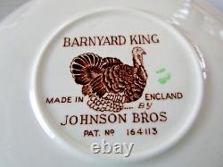 Johnson Bros BARNYARD KING Turkey Cups & Saucers Set of 6 Vintage Thanksgiving