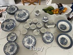 Johnson Bros Blue & White Scenic Ceramic Dinner Set Plates Bowls Cups Butter