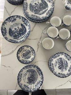 Johnson Bros Blue & White Scenic Ceramic Dinner Set Plates Bowls Cups Butter
