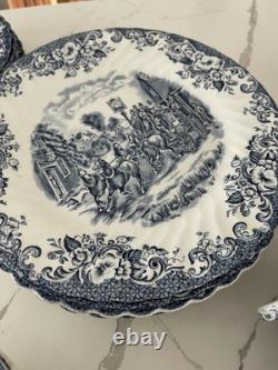 Johnson Bros Blue & White Scenic Ceramic Dinner Set Plates Bowls Cups Butter