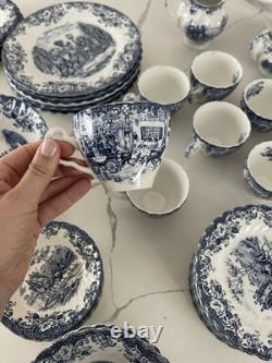 Johnson Bros Blue & White Scenic Ceramic Dinner Set Plates Bowls Cups Butter