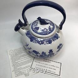 Johnson Bros. Blue Willow Enamelware Teapot / Tea Kettle 8x10 New Without Box