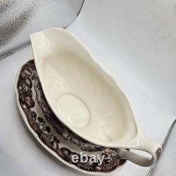 Johnson Bros Brothers His Majesty Gravy Boat And Under Tray Vtg Turkey England