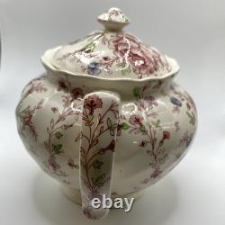 Johnson Bros Brothers Rose Chintz Pink Teapot Vintage Made in England