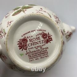 Johnson Bros Brothers Rose Chintz Pink Teapot Vintage Made in England
