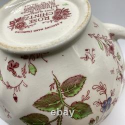 Johnson Bros Brothers Rose Chintz Pink Teapot Vintage Made in England Johnson Bros Brothers Rose Chintz Pink Teapot Vintage Made in England