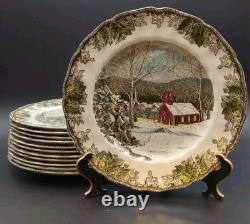 Johnson Bros China FRIENDLY VILLAGE SCHOOL HOUSE Lot of 12 Dinner Plates 10
