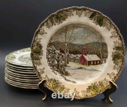 Johnson Bros China FRIENDLY VILLAGE SCHOOL HOUSE Lot of 12 Dinner Plates 10