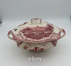 Johnson Bros Classic Old Britain Castles Pink Soup Tureen-no Ladle Small Crack