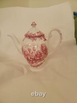 Johnson Bros. Coaching Scenes Leaving The Village Red Toile Coffee Pot 9 In