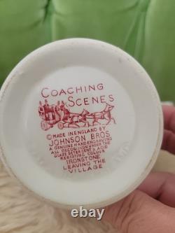 Johnson Bros. Coaching Scenes Leaving The Village Red Toile Coffee Pot 9 In