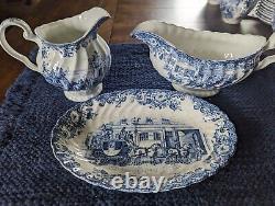 Johnson Bros Coaching Scenes Plates, Bowl, and Tea Cups