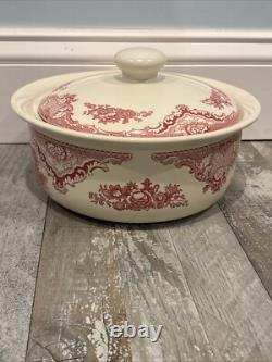 Johnson Bros Covered Casserole Bowl England Old Britain Castles Pink Since 1883