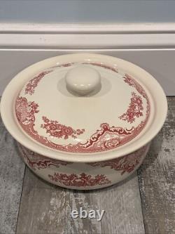 Johnson Bros Covered Casserole Bowl England Old Britain Castles Pink Since 1883