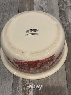 Johnson Bros Covered Casserole Bowl England Old Britain Castles Pink Since 1883