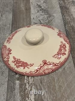 Johnson Bros Covered Casserole Bowl England Old Britain Castles Pink Since 1883