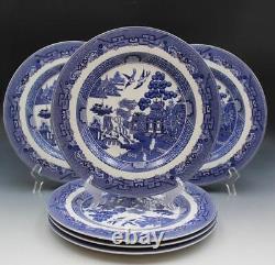 Johnson Bros England 1883 Set of 6 Dinner Plates Willow Pattern 11 Blue & White