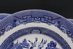 Johnson Bros England 1883 Set of 6 Dinner Plates Willow Pattern 11 Blue & White