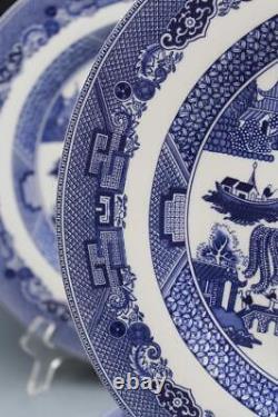 Johnson Bros England 1883 Set of 6 Dinner Plates Willow Pattern 11 Blue & White