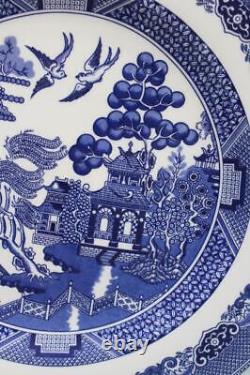 Johnson Bros England 1883 Set of 6 Dinner Plates Willow Pattern 11 Blue & White