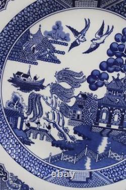 Johnson Bros England 1883 Set of 6 Dinner Plates Willow Pattern 11 Blue & White