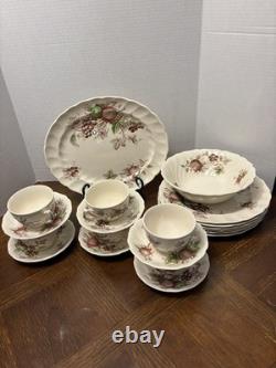 Johnson Bros. England 1940's Harvest Time Fruit Pattern Dinner Plate-Set of 26